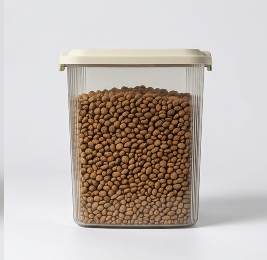 5kg Airtight Cat Food Storage Container - Transparent with Measuring Cup