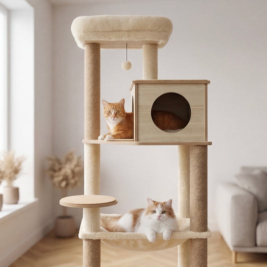 Beiger Katzenbaum, 143 cm