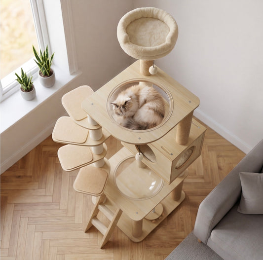Arbre à chat capsules 150cm beige