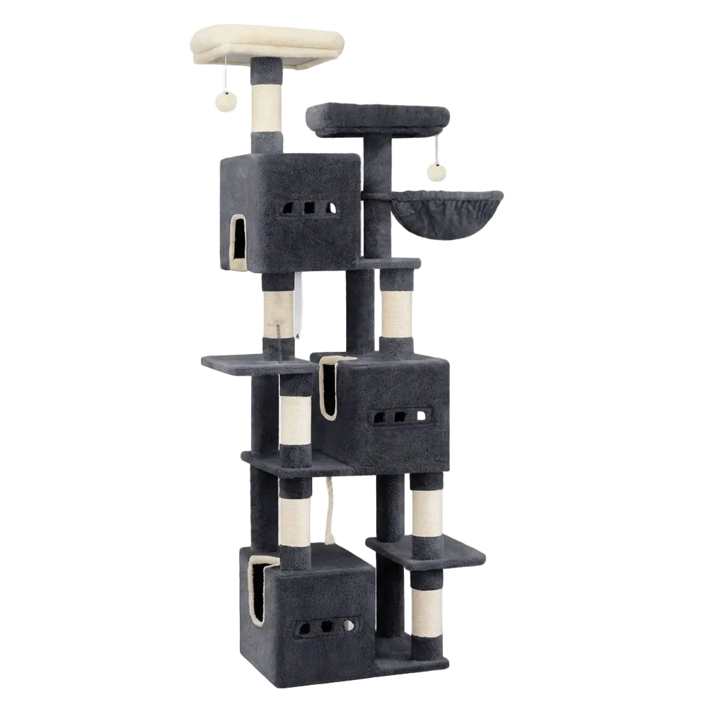 Arbre à chat XXL – 193 cm, 3 niches & 7 griffoirs