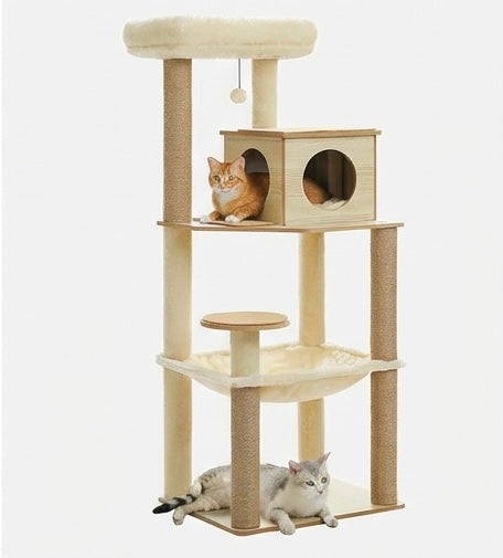 Arbre à chat bois 143cm beige