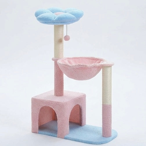 Flower cat tree with hammock