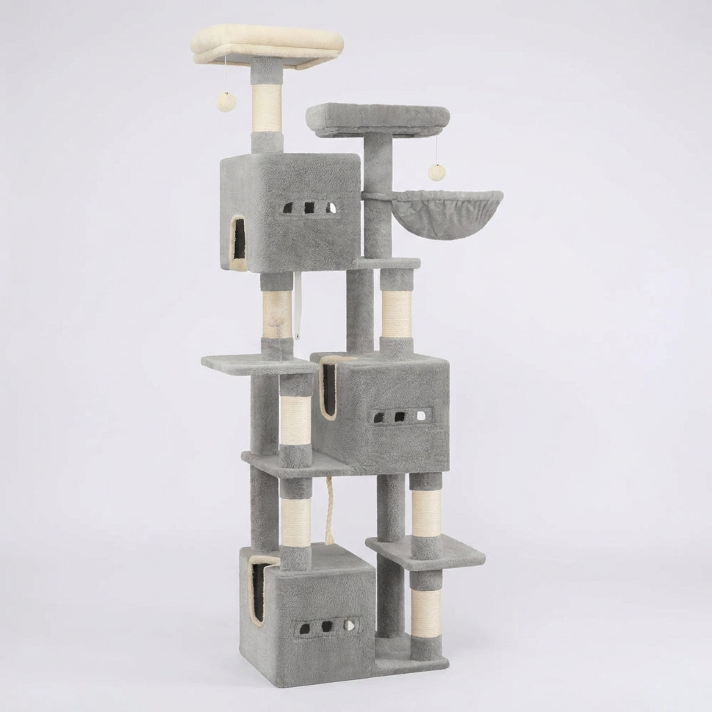 Arbre à chat XXL 193 cm avec 3 niches et 7 griffoirs – vue 6