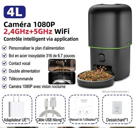 Automatic cat feeder – 1080P camera, night vision & WiFi