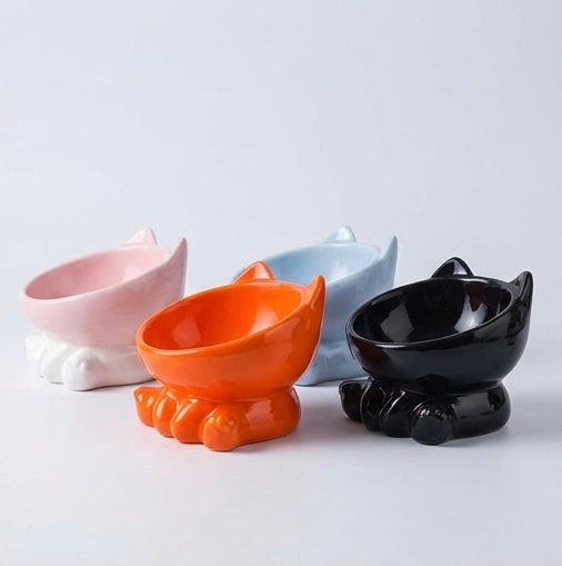 Erhöhter, kippsicherer Katzennapf – Abgeschrägter Rand zum Schutz des Halses – 5 Farben