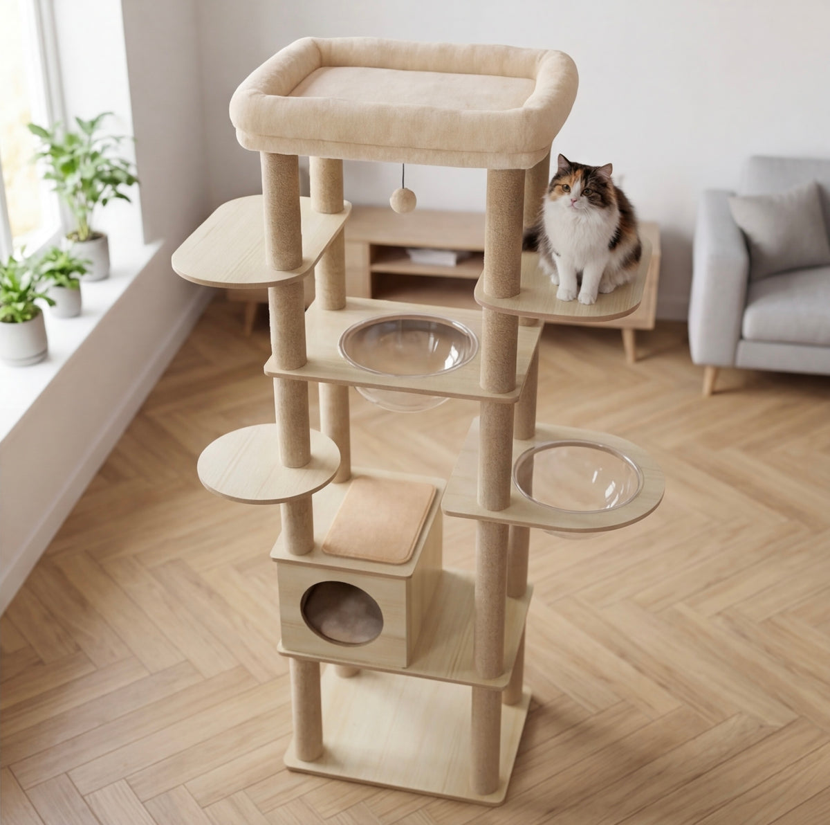 Arbre à chat géant 180 cm beige