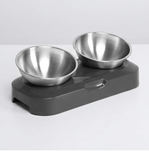 Erhöhter Katzennapf aus Edelstahl (304) – Breite Einzel-/Doppel-Nackenstütze