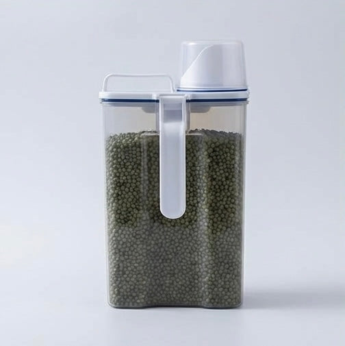 2kg Cat Food Storage Container with Measuring Cup - Airtight and Moisture-Proof, 2 Colors