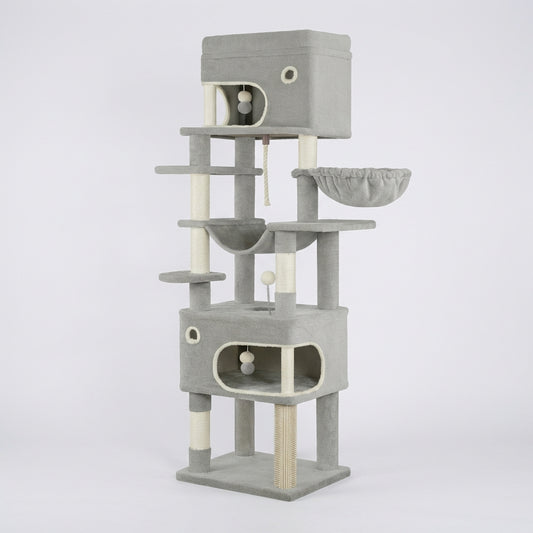 Arbre à chat XXL – 178 cm, 2 grottes & 7 griffoirs