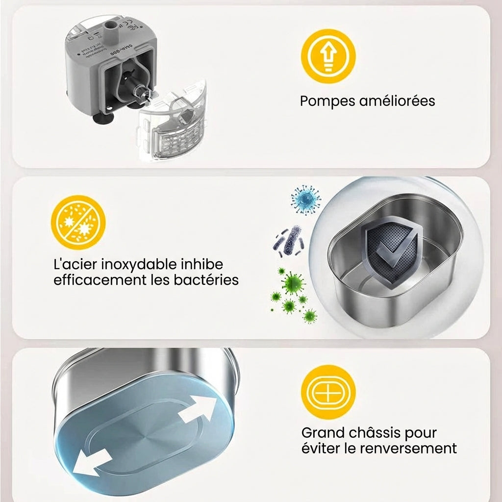 Stainless steel cat water fountain – 304 – 3.2L & smart sensor