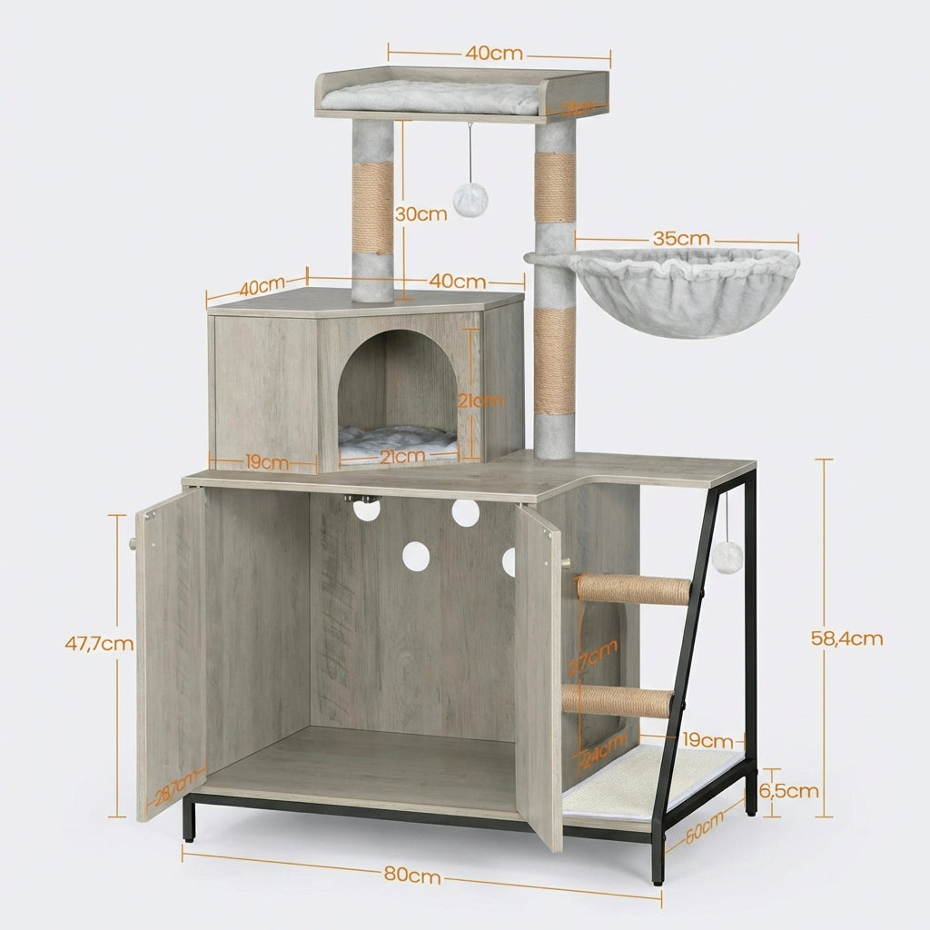 Meuble avec arbre à chat 121 cm – vue 6