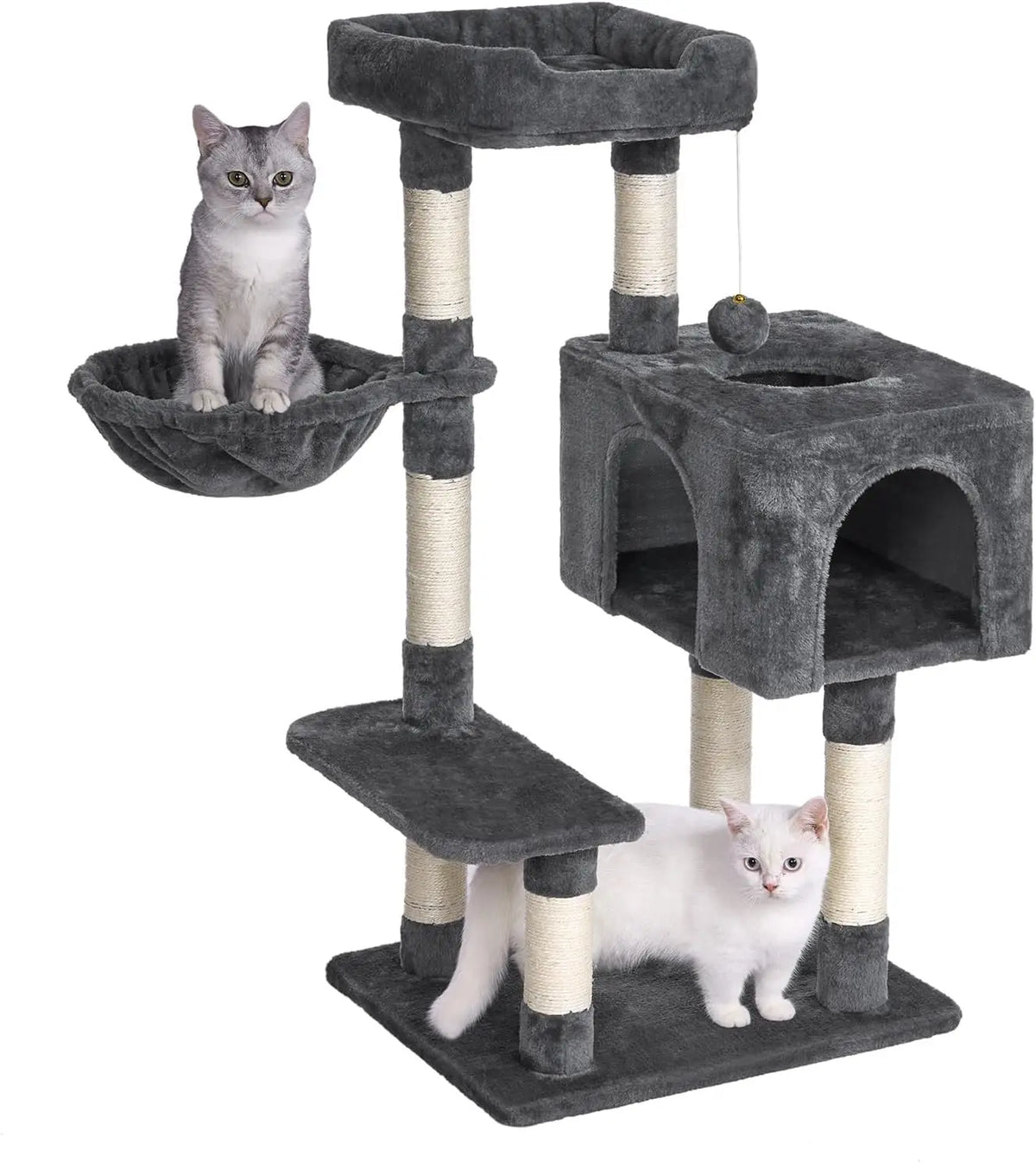 Arbre à chat 100 cm avec 7 griffoirs, maison 3 portes et hamac – vue 10