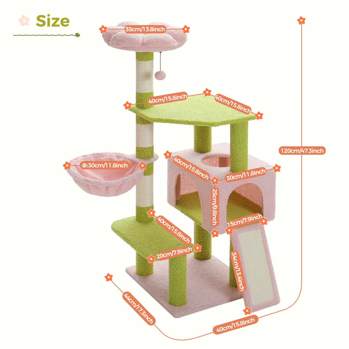 La Marguerite, arbre à chat 120 cm avec perchoir fleur et niche 3 portes – vue 7