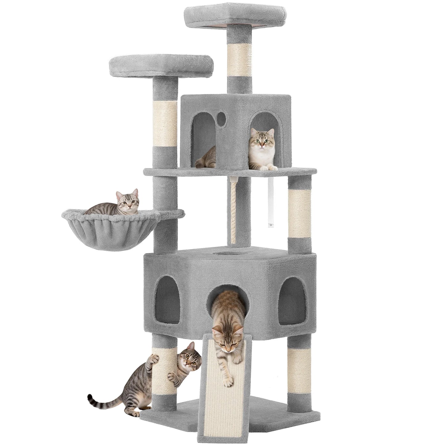 Arbre à chat 174cm multi-chats - Gris clair