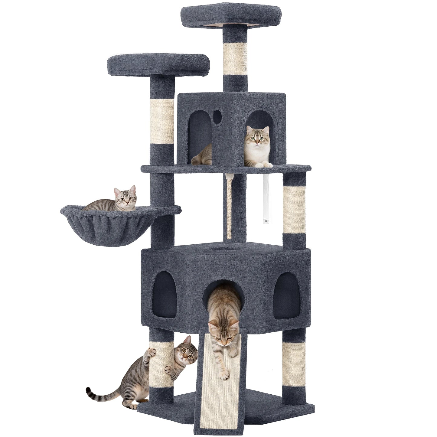 Arbre à chat 174cm multi-chats - Gris foncé