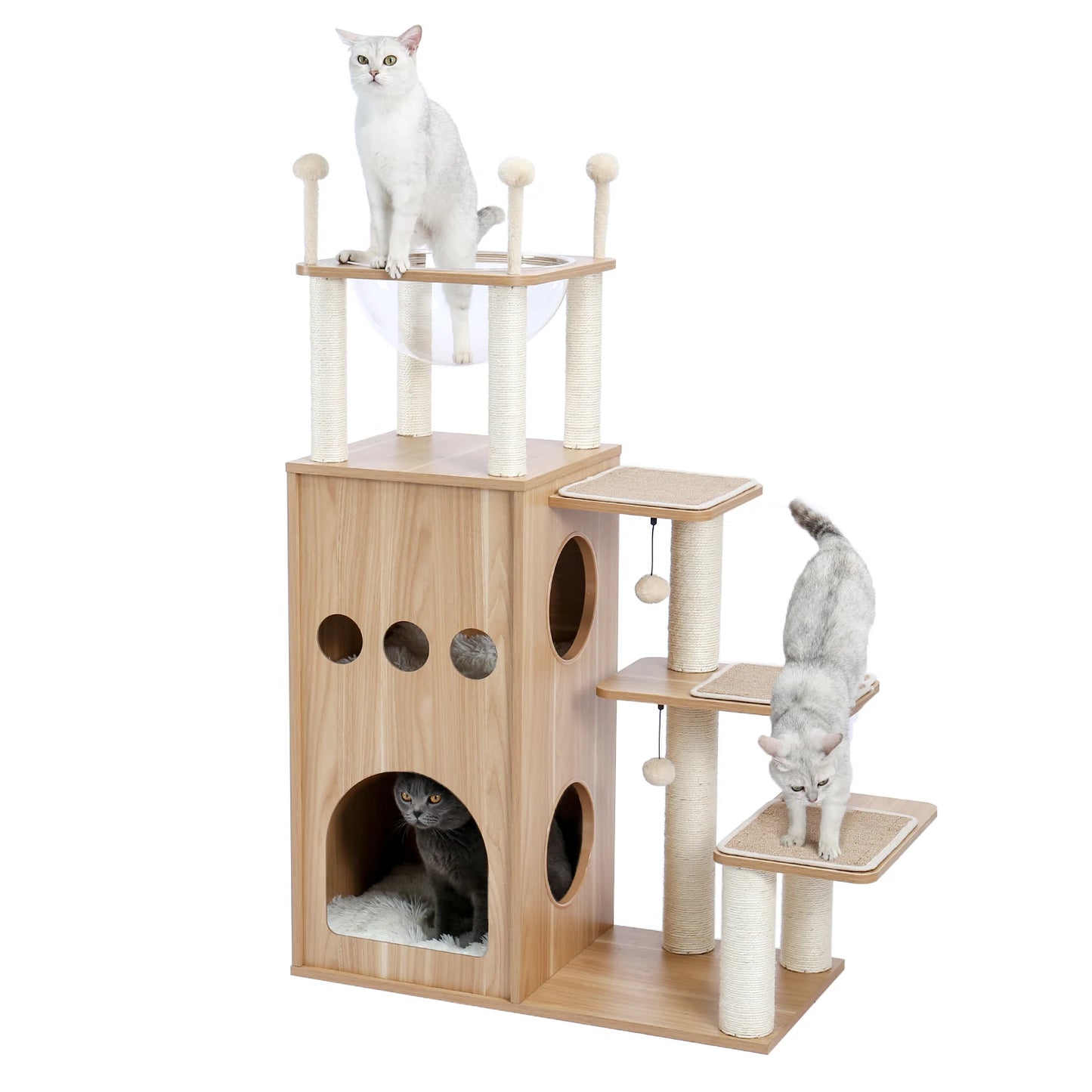 Modern design wooden castle cat tree