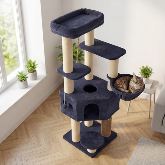 Der Mont Blanc – XXL-Katzenbaum 157 cm, 8 Kratzbäume & Haus