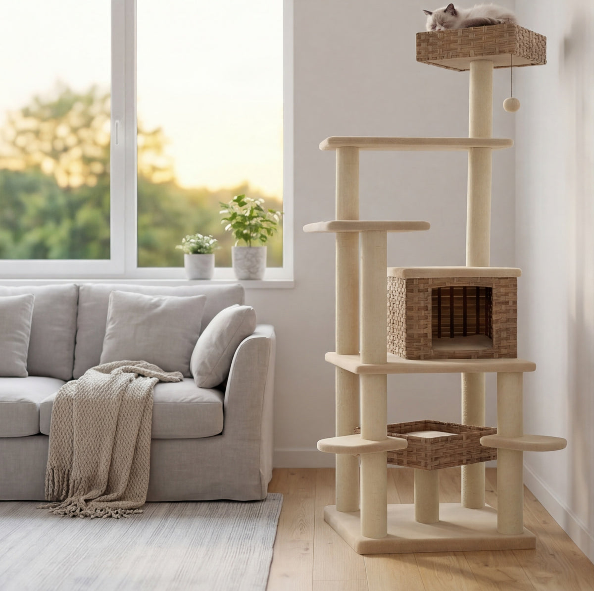 Kilimandscharo — XXL Kratzbaum 174 cm Rattan & Sisal