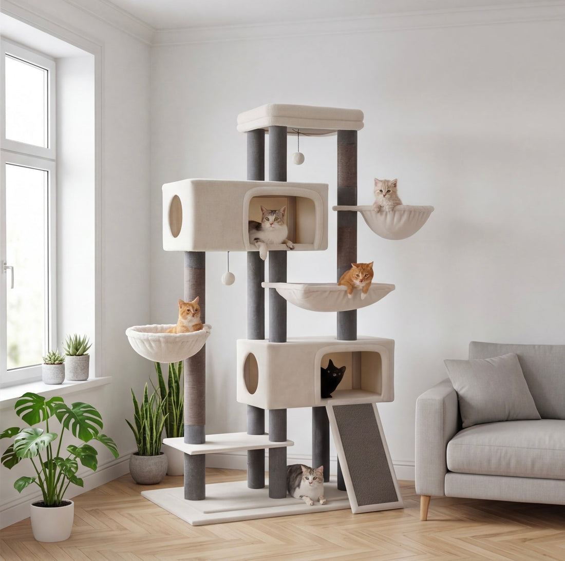 Arbre à chat XXL 209 cm pour grands chats comme le Maine Coon