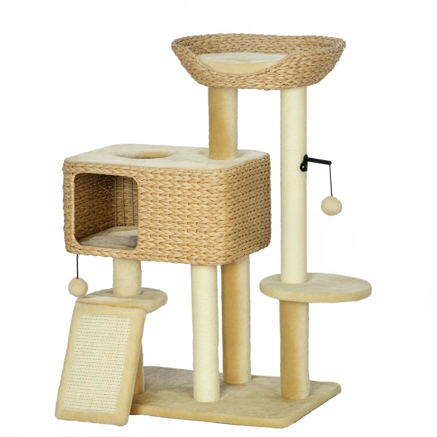 Le Rotin — Arbre à Chat 98 cm Niche Jacinthe d'Eau & Sisal