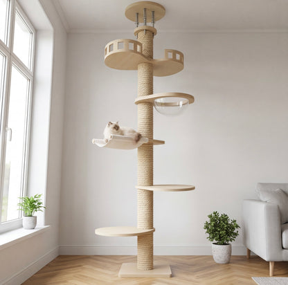 Arbre à chat bois massif – sol-plafond 271-305 cm