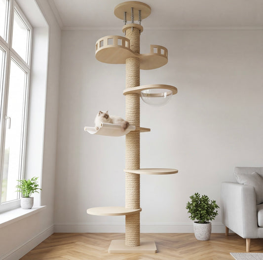 Arbre à chat bois massif – sol-plafond 271-305 cm