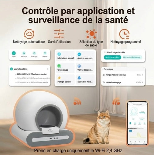 Litière autonettoyante connectée WiFi – 65L