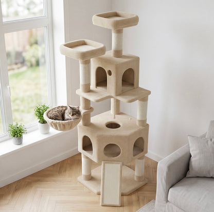 Arbre à chat 174cm multi-chats - Beige