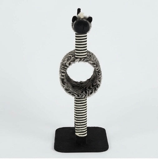 Arbre à chat design zèbre avec tunnel 93cm - Noir et blanc