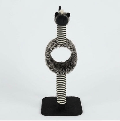 Arbre à chat design zèbre avec tunnel 93cm - Noir et blanc