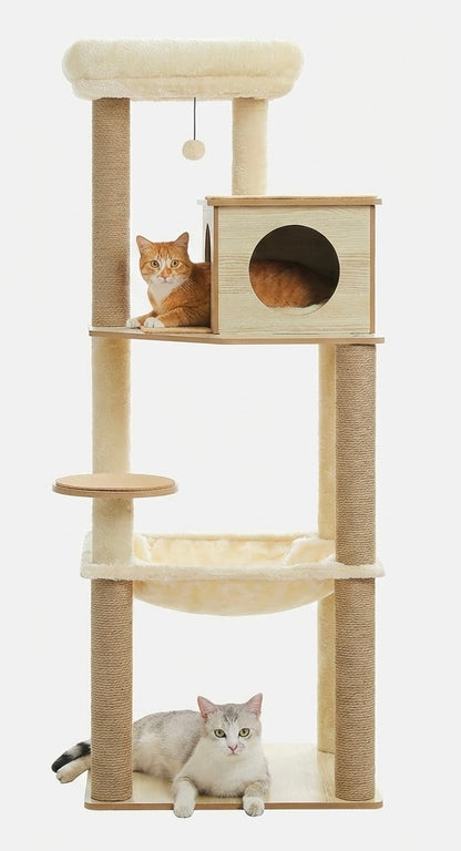 Arbre à chat bois 143cm beige