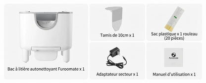 Litière auto-nettoyante ouverte avec contrôle odeurs