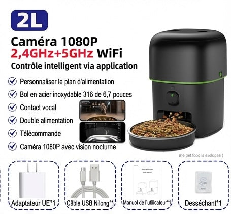 Automatic cat feeder – 1080P camera, night vision & WiFi