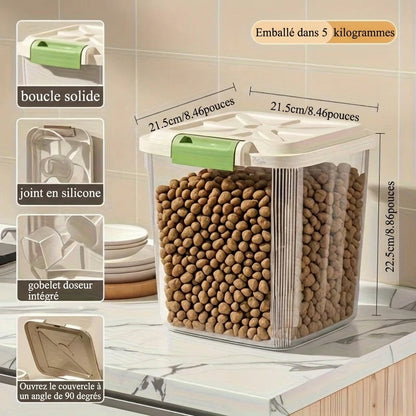 5 kg luftdichter Katzenfutterbehälter – Transparent mit Messbecher