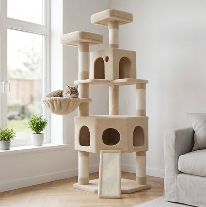 Arbre à chat 174cm multi-chats - Beige