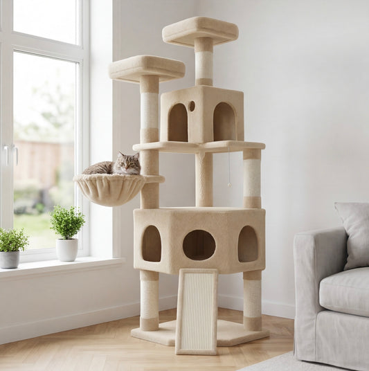 Arbre à chat 174cm multi-chats - Beige