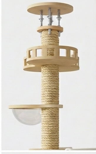 Solid wood cat tree – floor-to-ceiling 271-305 cm