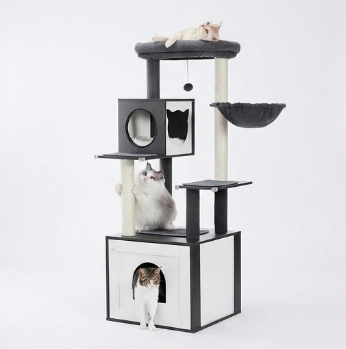 Arbre à chat avec meuble litière intégré