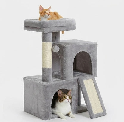 Arbre à chat double niche avec rampe
