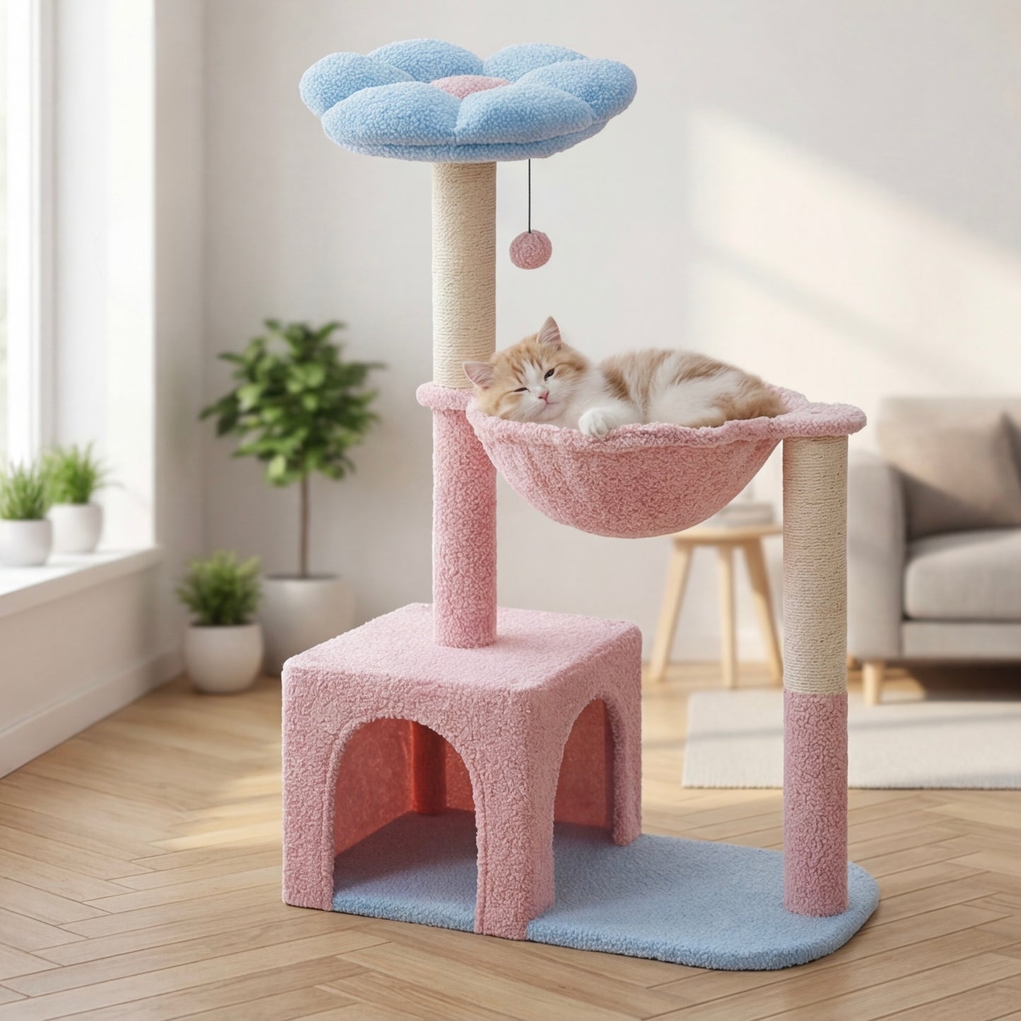 Arbre à chat fleur avec hamac