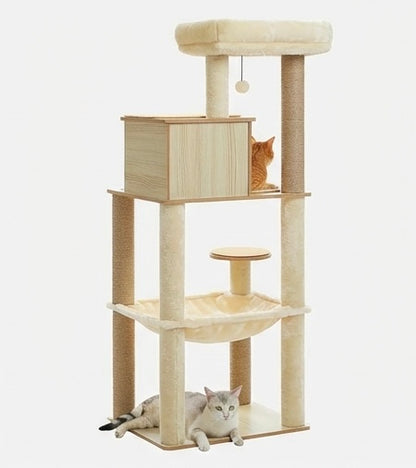 Arbre à chat bois 143cm beige