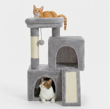 Arbre à chat double niche avec rampe
