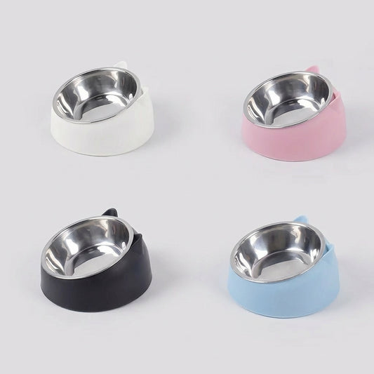 Gamelle chat surelévée inox – inclinée & protection nuque