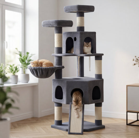 Arbre à chat 174cm multi-chats - Gris foncé