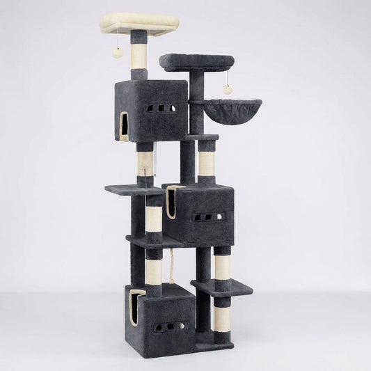 Arbre à chat XXL – 193 cm, 3 niches & 7 griffoirs