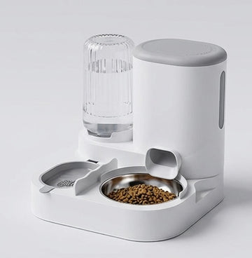 Station eau et croquettes intégrée pour chat - 2 en 1