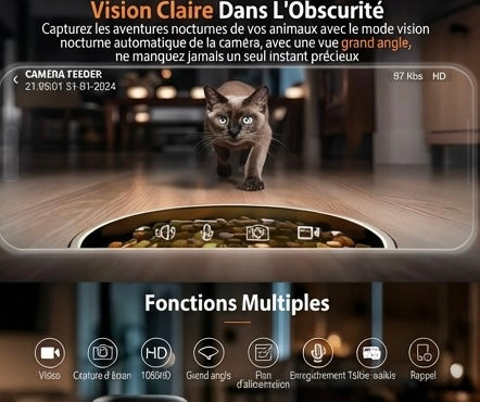 Automatic cat feeder – 1080P camera, night vision & WiFi