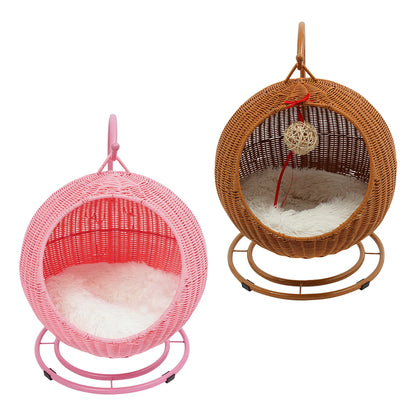 Handgeflochtene Katzenschaukel aus Rattan
