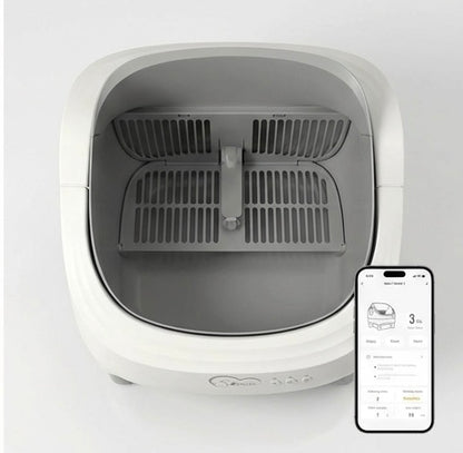 Selbstreinigende Katzentoilette mit Öffnung oben – mit App-Anbindung und Beuteln