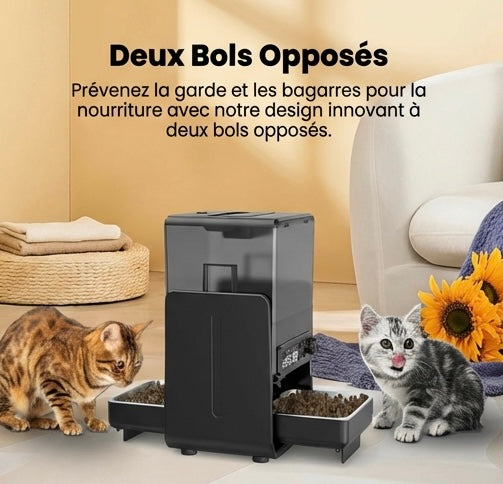 Distributeur automatique double gamelle – 5L, WiFi & batterie 45j